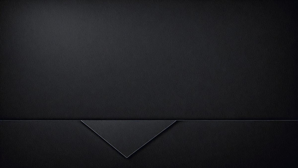 The primary subject of the image is a black leather envelope. The setting is a black background, which emphasizes the envelope's color. The visual style is a close-up of the envelope, showcasing its texture and details. The colors and mood of the image are dark and sophisticated, with the black leather envelope being the focal point.