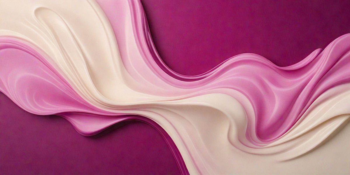 The primary subject of the image is a large, curved piece of pink fabric. The setting is a purple background, which creates a striking contrast with the pink fabric. The visual style appears to be a combination of a photo and digital art, as the fabric appears to be a blend of the two. The colors and mood of the image are predominantly pink and purple, giving it a warm and inviting atmosphere.