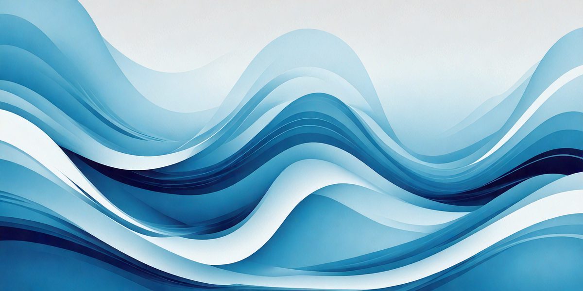 The primary subject of the image is a large wave, which is the main focus of the scene. The wave is depicted in a blue and white color scheme, giving it a vibrant and dynamic appearance. The setting is a blue background, which complements the wave and adds to the overall visual style. The image is a digital art piece, showcasing the artist's skill in creating a realistic and captivating representation of the ocean wave.