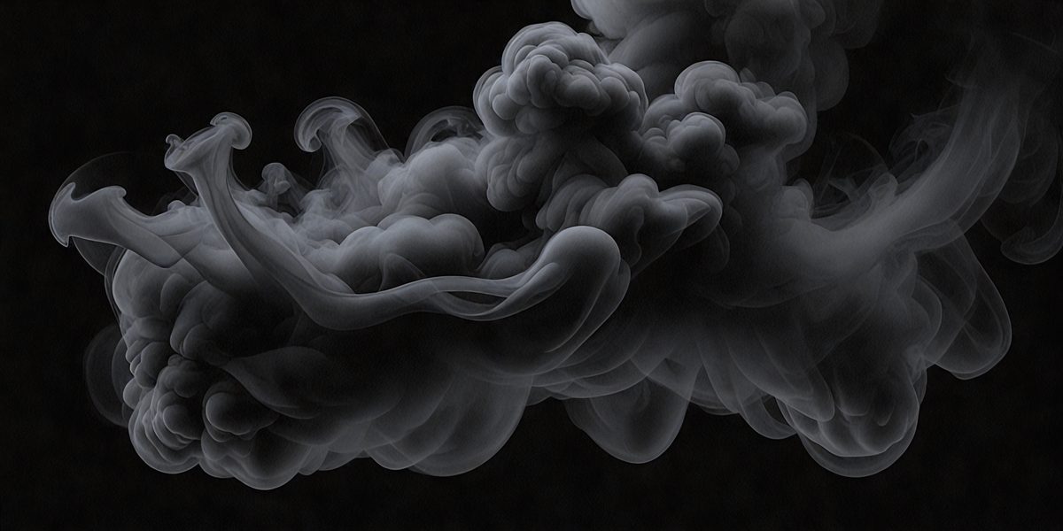The primary subject of the image is a cloud of smoke, which is the main object, scene, or focus of the image. The setting or background is a dark, smoky environment, which adds to the overall atmosphere. The visual style of the image is a black and white photo, which gives it a classic and timeless appearance. The colors and mood of the image are dominated by the dark, smoky tones, creating a moody and dramatic scene.
