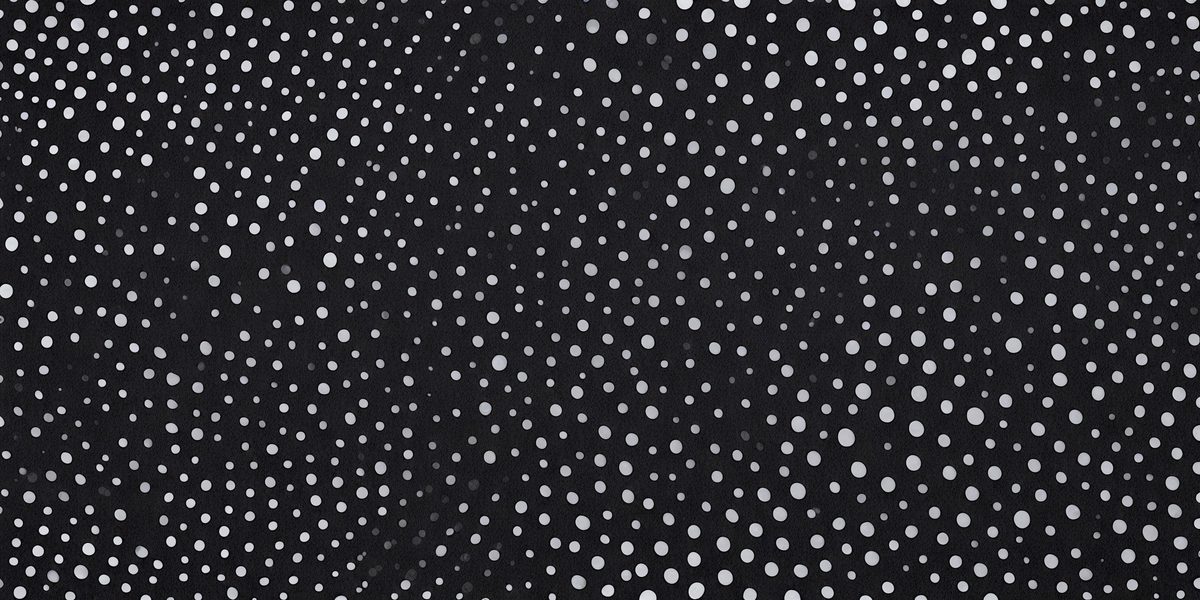 The primary subject of the image is a black background with white dots. The setting is a dark background, and the visual style is a pattern or texture. The dominant colors are black and white, creating a mood of simplicity and contrast.