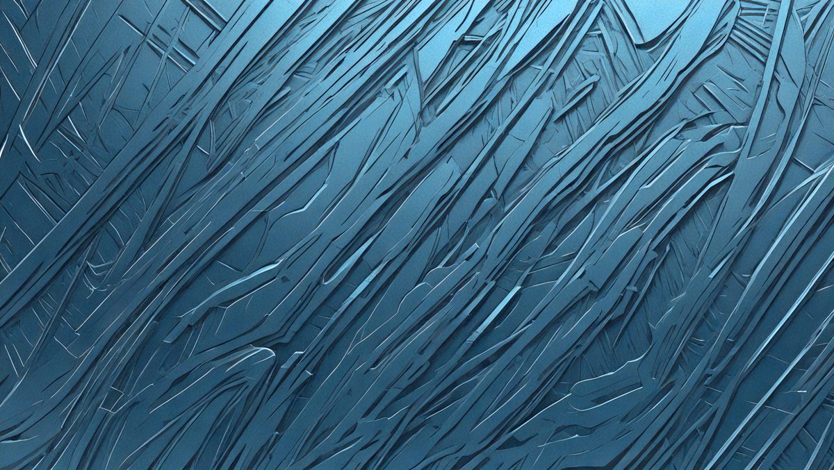 The primary subject of the image is a blue background with a pattern of silver and blue lines. The setting appears to be a blue wall or a blue surface, possibly a wallpaper or a textured wall. The visual style of the image is a combination of digital art and illustration, creating a unique and intricate pattern. The colors and mood of the image are predominantly blue, with a touch of silver, giving it a calm and serene atmosphere.