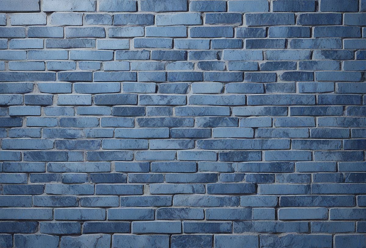 The primary subject of the image is a blue brick wall. The setting is a brick wall, and the visual style is a photo. The dominant colors are blue and white, creating a calm and serene atmosphere.