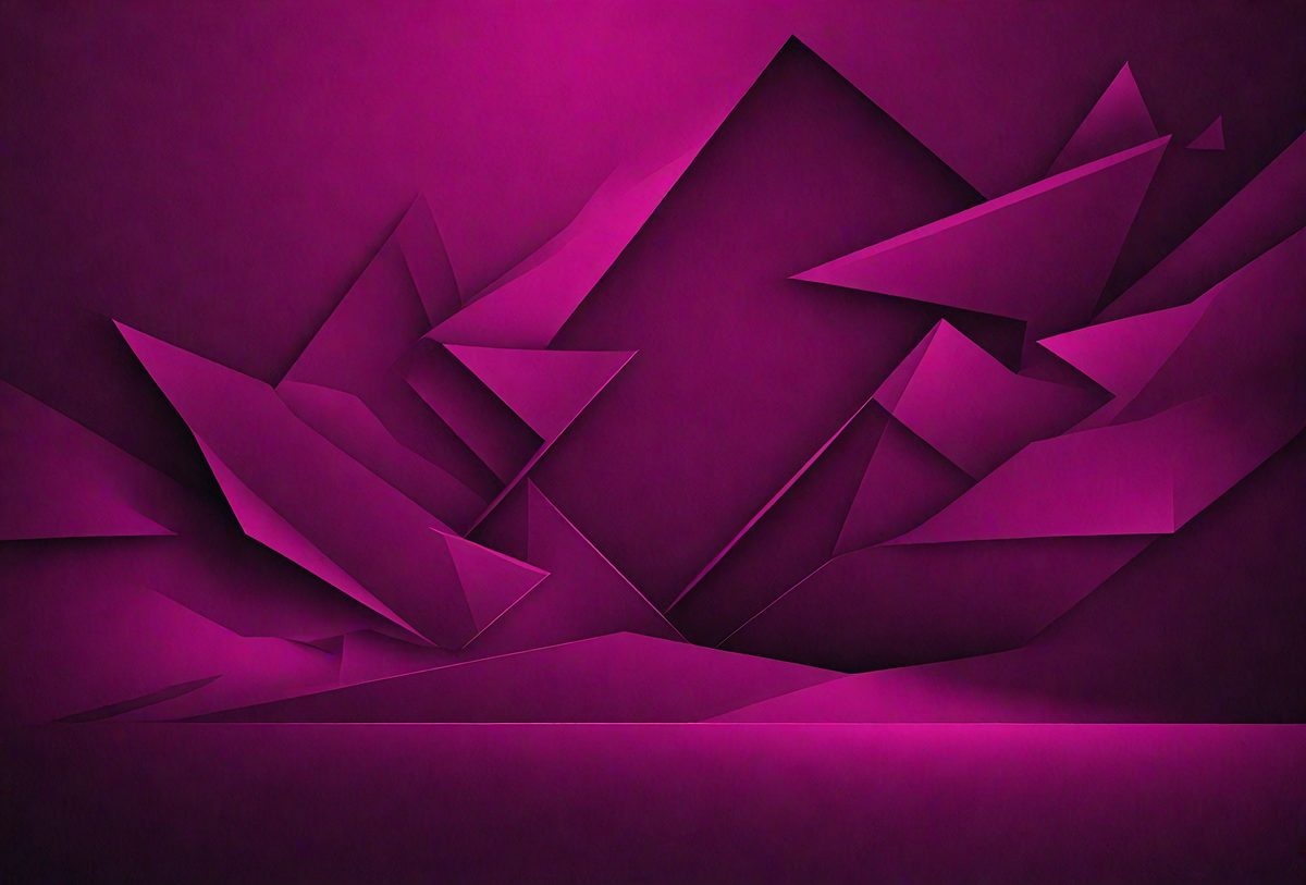 The primary subject of the image is a purple, geometric, abstract design. The setting is a purple background, which complements the design. The visual style is a combination of digital art and illustration, creating a unique and eye-catching pattern. The dominant colors are purple and pink, giving the image a vibrant and lively atmosphere.