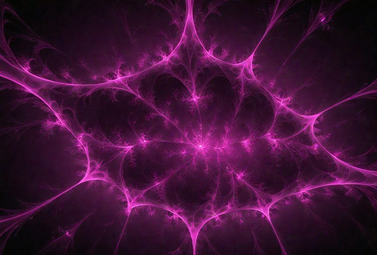The primary subject of the image is a large, pink, purple, and white heart-shaped pattern. The heart is surrounded by a purple background, giving it a vibrant and eye-catching appearance. The visual style of the image is a combination of digital art and illustration, creating a unique and artistic representation of the heart. The colors and mood of the image are predominantly pink and purple, which are often associated with love, affection, and warmth.