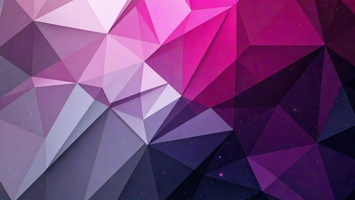 The primary subject of the image is a purple and white geometric pattern. The setting is a dark, starry background, which adds a sense of depth and contrast to the pattern. The visual style is a combination of digital art and illustration, creating a unique and eye-catching design. The dominant colors are purple and white, giving the image a calming and serene atmosphere.