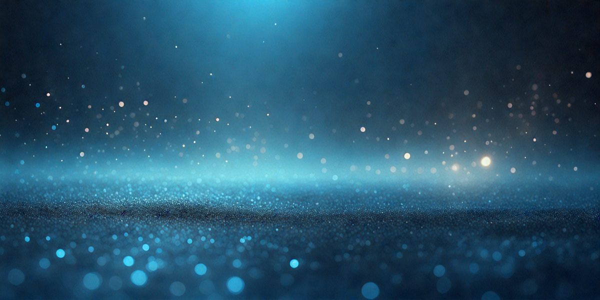 The primary subject of the image is a blue background with a pattern of blue and white lights. The setting appears to be a dark room with a blue surface, possibly a wall or a piece of art. The visual style of the image is a combination of a photo and digital art, creating a unique and captivating atmosphere. The colors and mood of the image are predominantly blue, with a touch of white, giving it a calm and serene appearance.