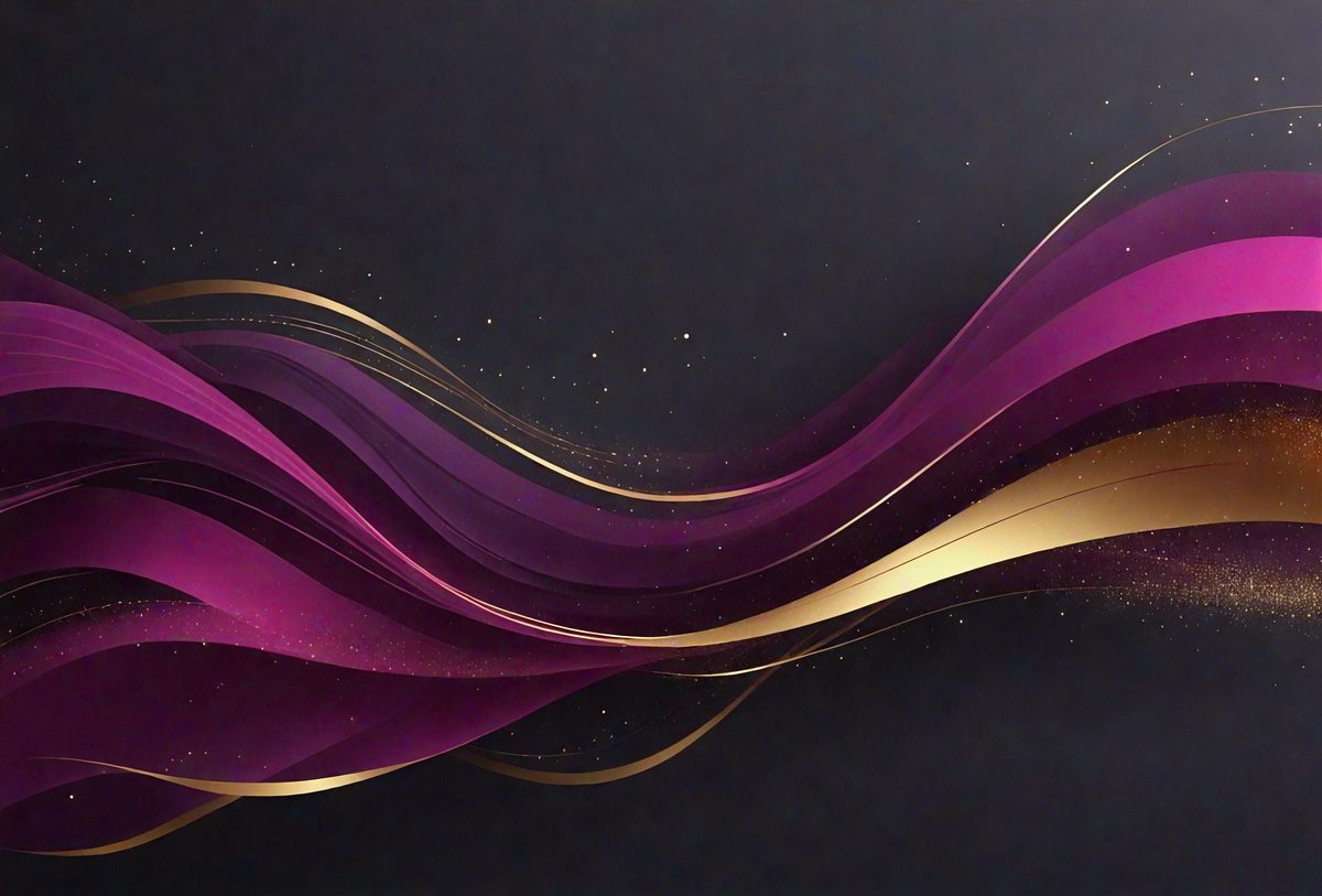 The primary subject of the image is a purple and gold swirl, which appears to be a digital art or illustration. The setting is a dark background, which contrasts with the vibrant colors of the swirl. The visual style suggests a creative and artistic approach to the image. The dominant colors are purple and gold, giving the swirl a luxurious and elegant appearance.