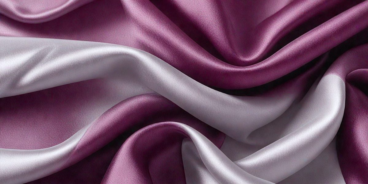 The primary subject of the image is a close-up of a purple and white fabric. The setting is a room with a purple background, and the visual style is a photo. The dominant colors in the image are purple and white, creating a calm and elegant atmosphere.