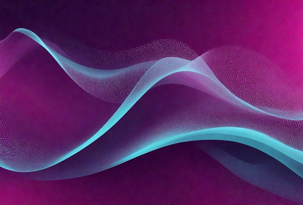 The primary subject of the image is a purple background with a blue wave-like pattern. The setting is a purple surface, and the visual style appears to be a digital art or illustration. The dominant colors are purple and blue, creating a calm and soothing atmosphere.