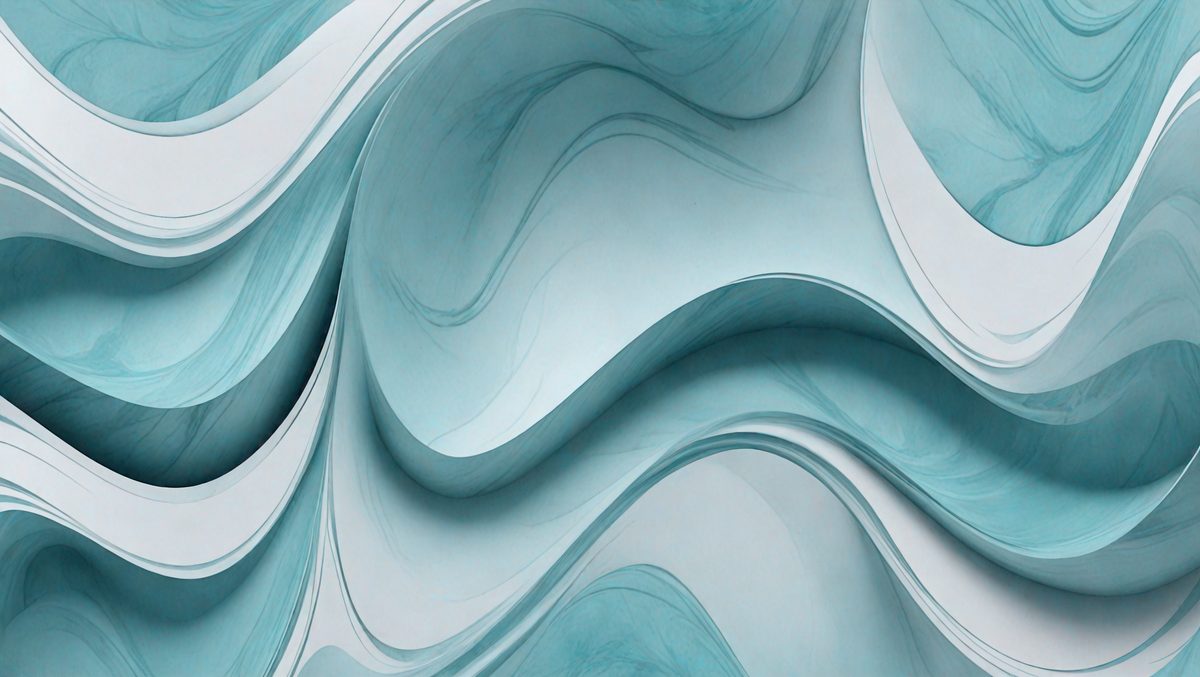 The primary subject of the image is a blue and white wave pattern, which is the main focus of the image. The setting is a white background, and the visual style is a digital art or illustration. The dominant colors are blue and white, creating a calm and soothing atmosphere.