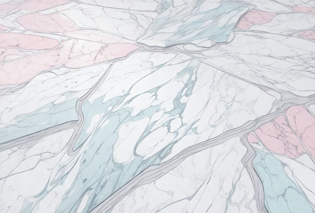 The primary subject of the image is a marble-like pattern or design, which is the main focus of the image. The setting or background consists of a white surface, possibly a wall or a table, with the marble-like pattern or design covering it. The visual style of the image is a combination of digital art and illustration, as it appears to be a digital artwork or illustration of a marble-like pattern. The colors and mood of the image are predominantly white, giving it a clean and elegant appearance.