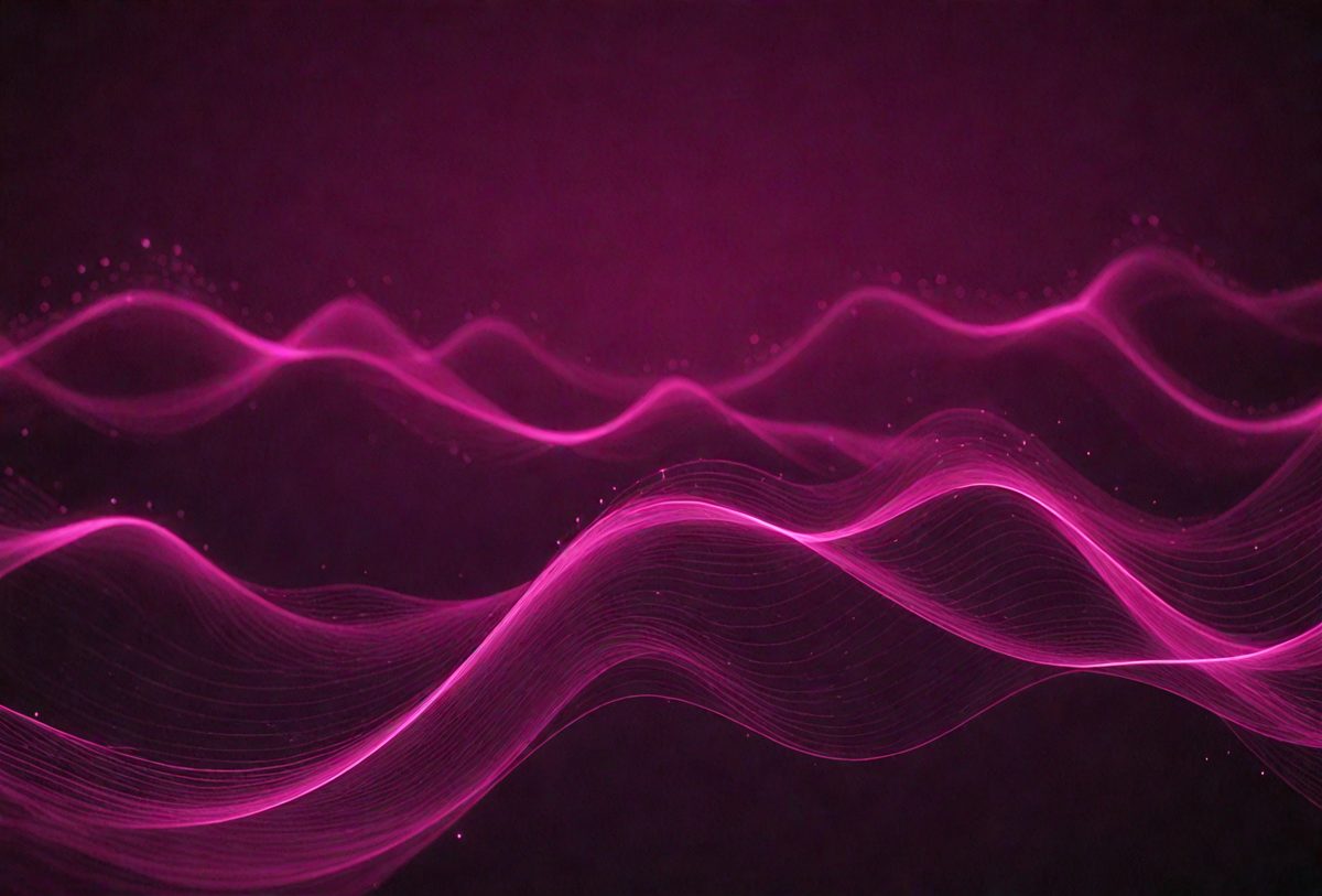 The primary subject of the image is a purple wave, which is the main object, scene, or focus of the image. The setting or background is a dark purple surface, which creates a contrast with the wave. The visual style of the image is a digital art or illustration, as it is a computer-generated or digitally created image. The dominant colors in the image are purple and pink, giving it a calm and soothing atmosphere.