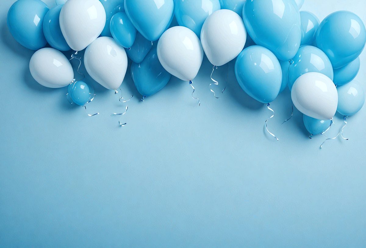 The primary subject of the image is a large number of blue balloons. They are floating in the air and are arranged in a visually appealing manner. The setting is a blue background, which complements the color of the balloons. The visual style of the image is a photo, capturing the beauty of the balloons in their natural environment. The colors and mood of the image are predominantly blue, creating a calm and serene atmosphere.