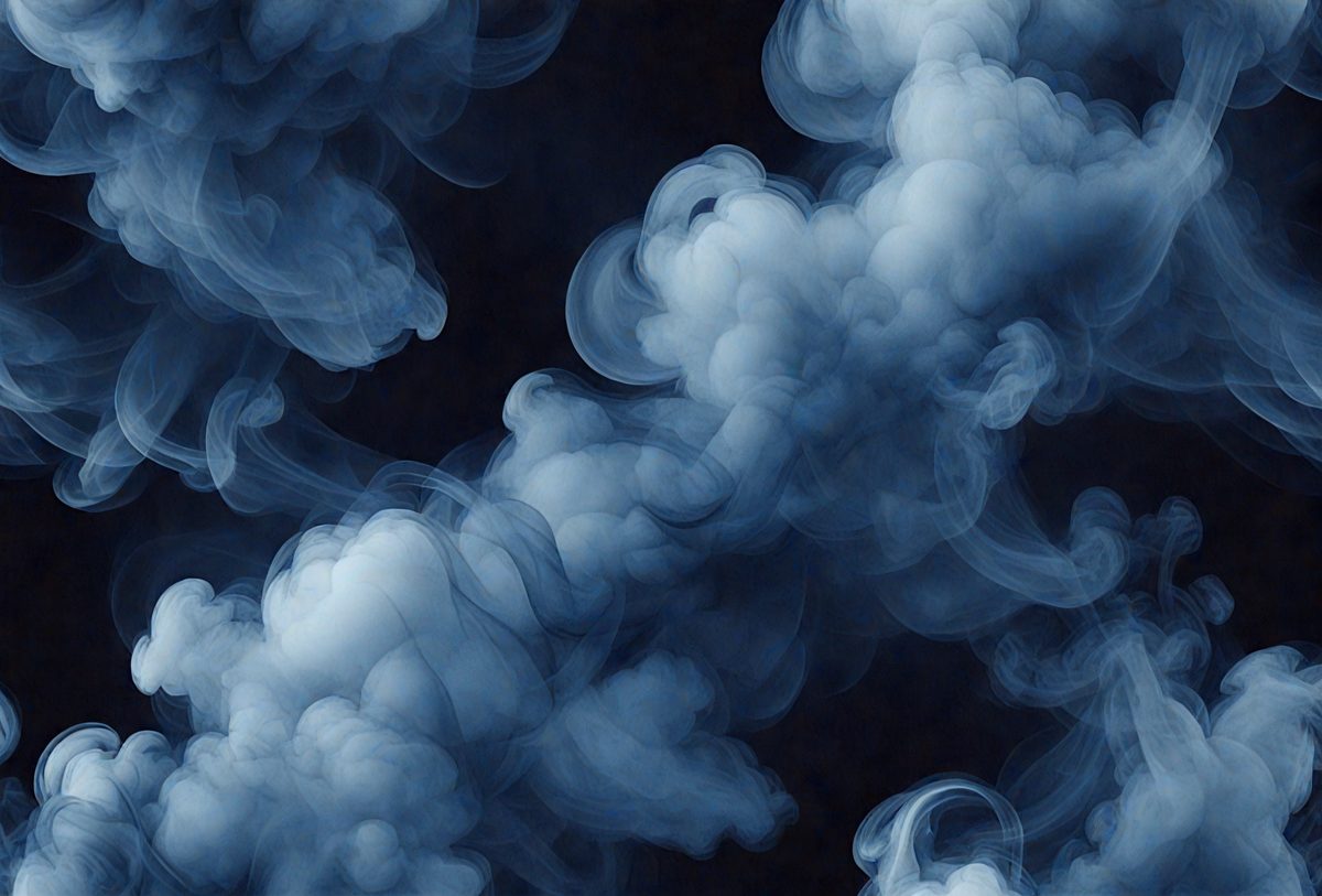The primary subject of the image is a cloudy sky with a blue background. The visual style appears to be a photo, as it captures the natural beauty of the cloudy sky. The colors and mood of the image are predominantly blue, creating a serene and calming atmosphere.