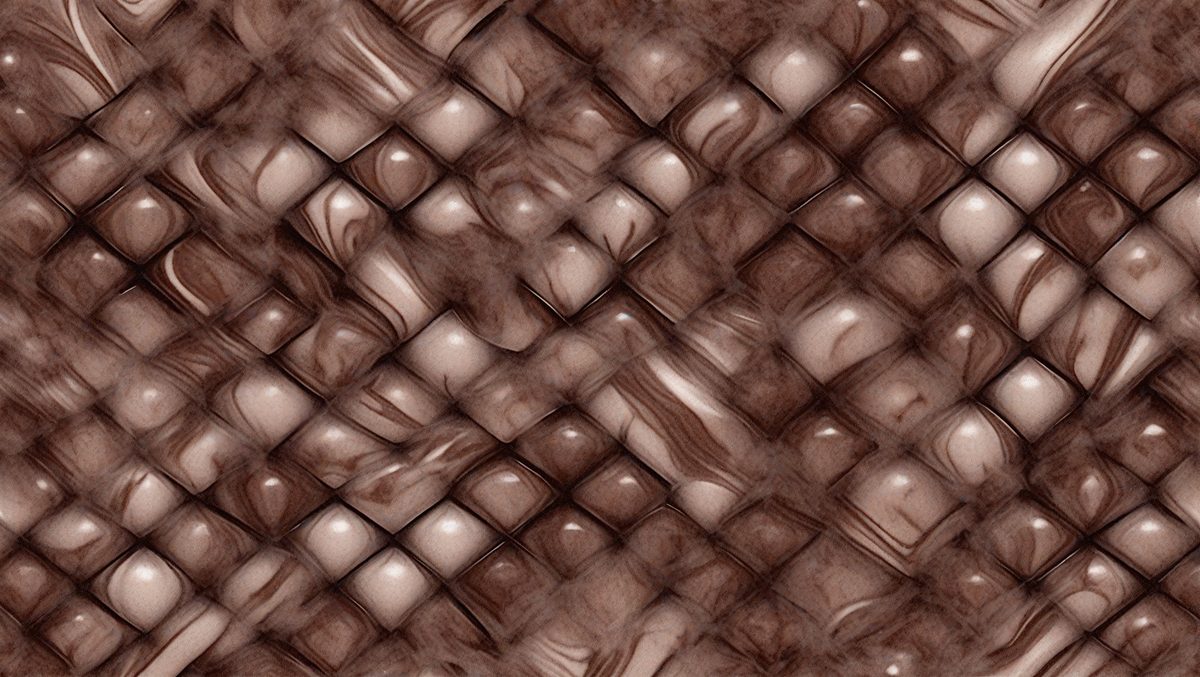The primary subject of the image is a close-up of a brown leather material, possibly a piece of leather or a leather-like fabric. The setting is a brown background, which complements the brown leather material. The visual style appears to be a close-up of the leather material, showcasing its texture and details. The colors and mood of the image are predominantly brown, giving it a warm and natural atmosphere.