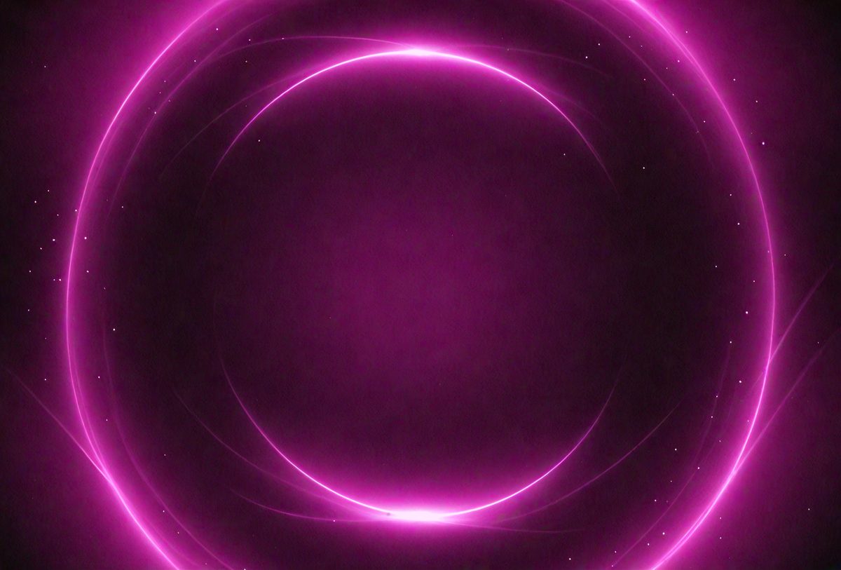 The primary subject of the image is a pink circle, which is the main object, scene, or focus of the image. The setting or background of the image is a dark, starry sky, which adds to the overall atmosphere. The visual style of the image is a combination of photo and digital art, creating a unique and eye-catching visual effect. The colors and mood of the image are predominantly pink, which gives it a warm and inviting feel.