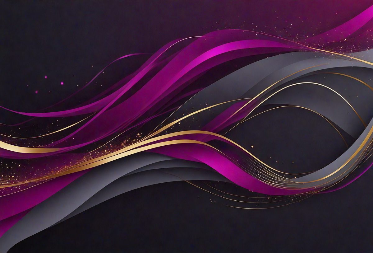 The primary subject of the image is a purple and gold swirl, which appears to be a digital art or illustration. The setting is a dark background, which contrasts with the vibrant colors of the swirl. The visual style suggests a creative and artistic approach to the image. The dominant colors are purple and gold, giving the swirl a luxurious and elegant appearance.