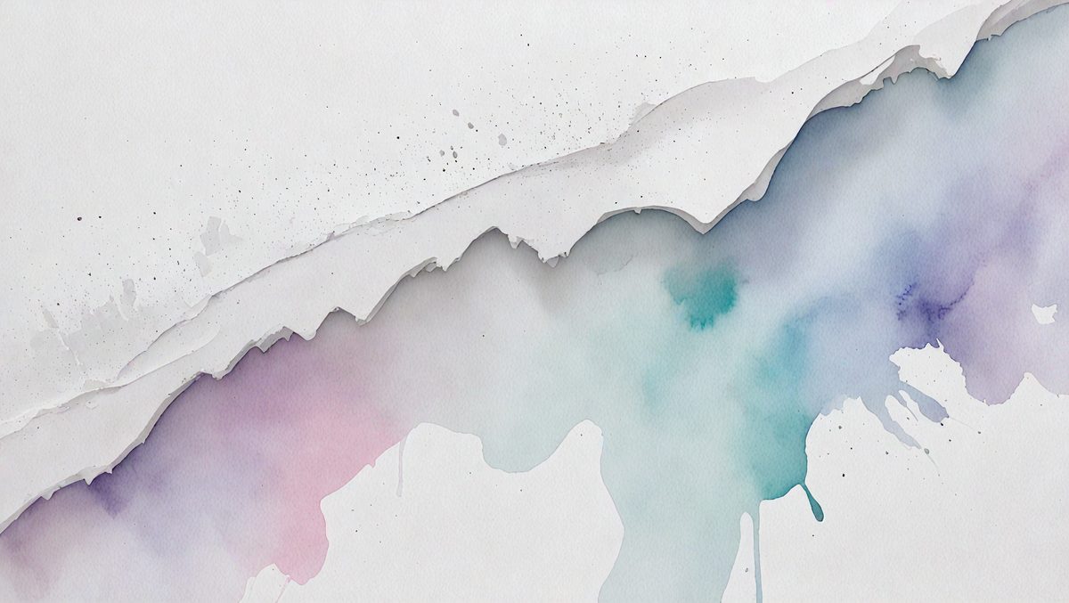 The primary subject of the image is a painting of a mountain. The setting is a white background, and the visual style appears to be a digital art or illustration. The dominant colors in the painting are blue and white, creating a serene and calming atmosphere.