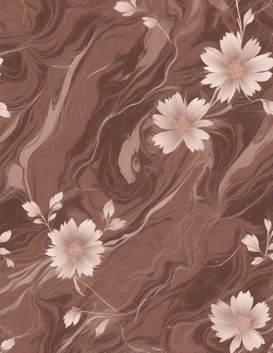 The primary subject of the image is a close-up of a flower, which is the main focus of the image. The setting is a marbled surface, which serves as the backdrop for the flower. The visual style is a combination of photo and digital art, creating a realistic yet artistic representation of the flower. The dominant colors in the image are pink and brown, giving the image a warm and natural atmosphere.