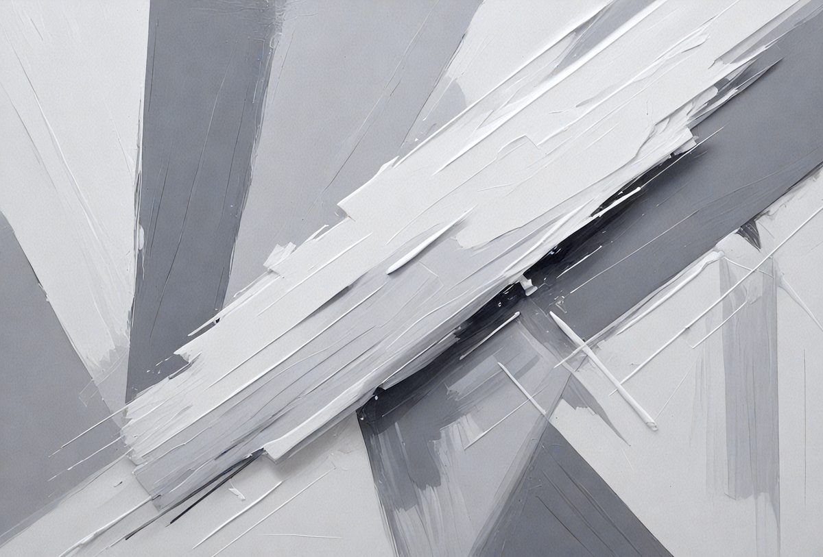 The primary subject of the image is a painting or drawing of a white and gray color scheme. The setting is a white wall, and the visual style appears to be a combination of digital art and illustration. The colors and mood of the image are predominantly white and gray, creating a clean and minimalist atmosphere.