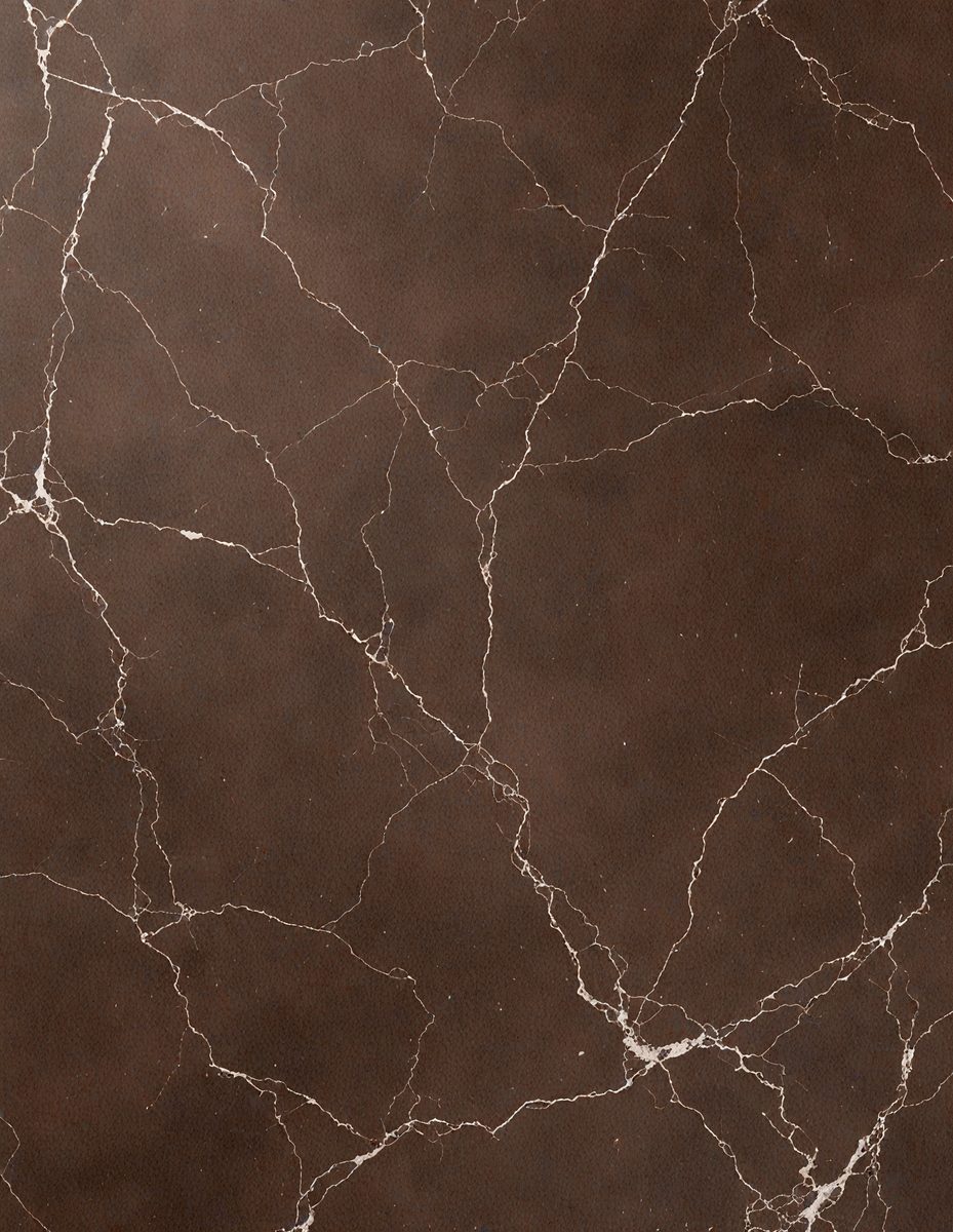 The primary subject of the image is a close-up of a marble wall with a brown and white pattern. The setting is a room with a brown and white marble floor. The visual style is a photo of the marble wall, showcasing its unique texture and pattern. The colors and mood of the image are warm and earthy, with the brown and white marble creating a natural and elegant atmosphere.