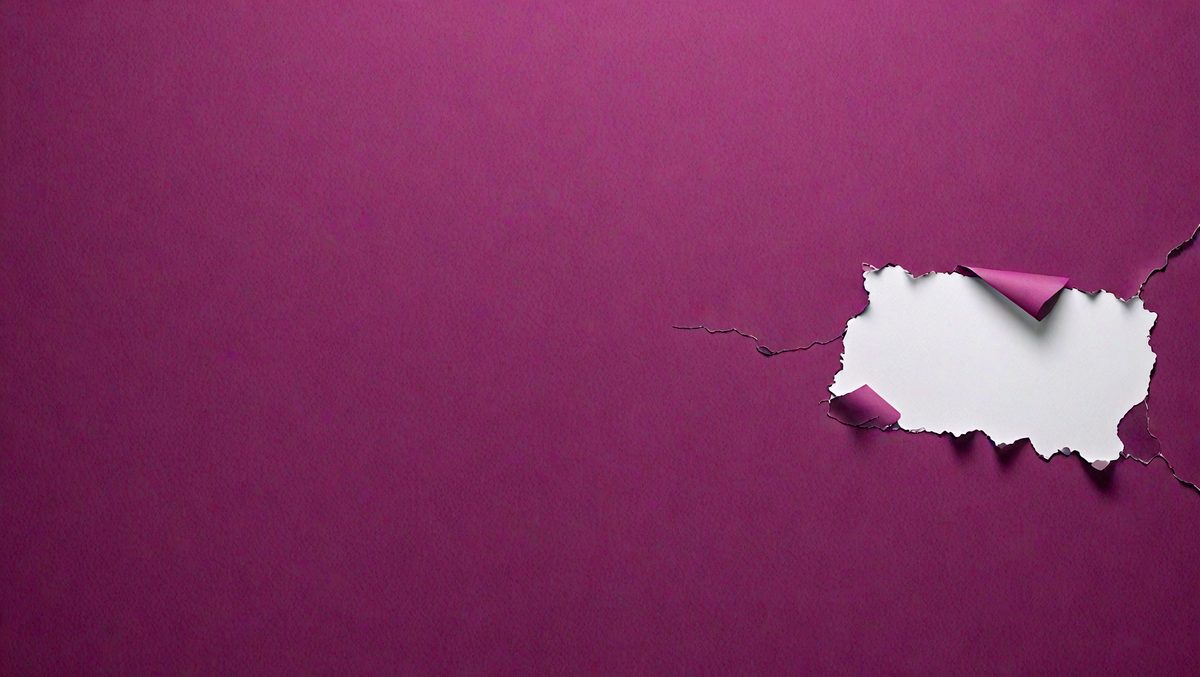 The primary subject of the image is a piece of paper with a hole in it, which is placed on a pink surface. The setting is a room with a pink wall, and the visual style appears to be a combination of a photo and a drawing. The colors and mood of the image are predominantly pink, creating a warm and inviting atmosphere.