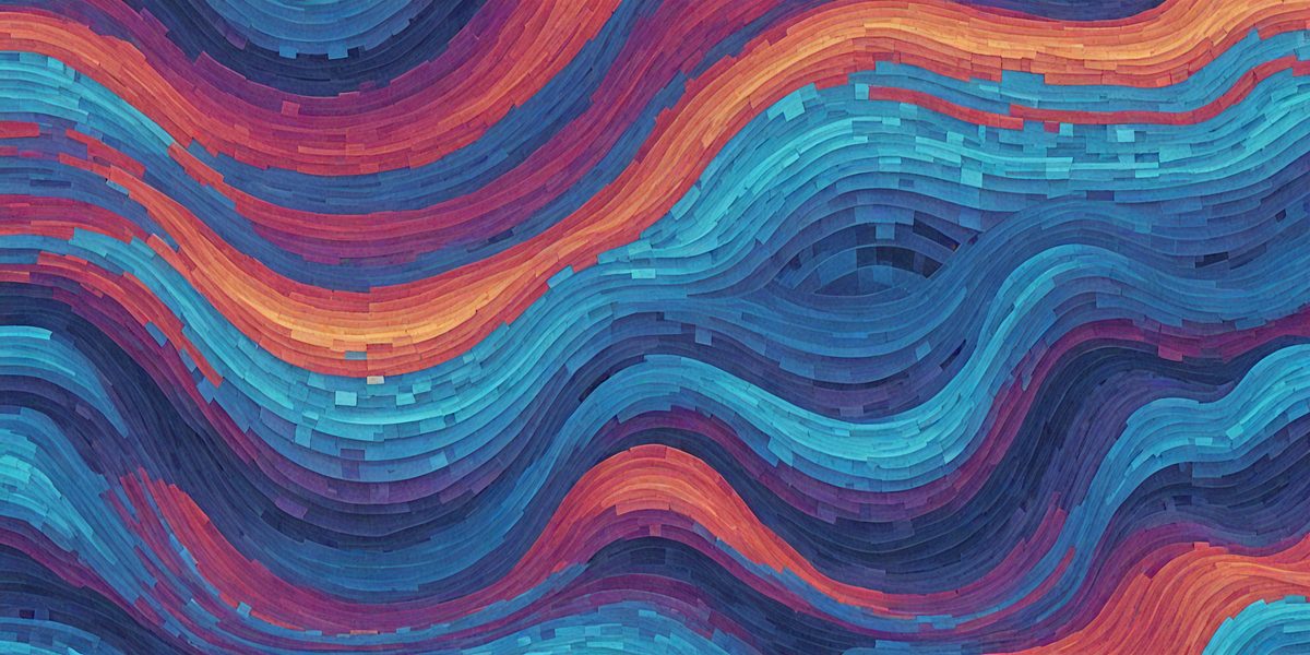 The primary subject of the image is a colorful, abstract design featuring a mix of blue, purple, and orange hues. The setting is a blue and purple background, which complements the vibrant colors of the design. The visual style appears to be a combination of digital art and illustration, creating a unique and eye-catching pattern. The overall atmosphere is lively and energetic, with the colors and design elements working together to create a captivating and dynamic image.