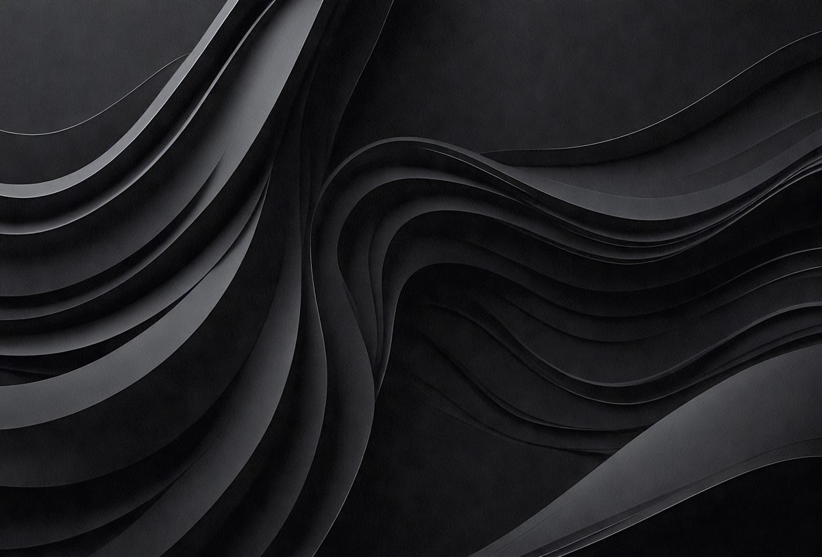 The primary subject of the image is a black and white photo of a large, curved, and wavy structure. The setting is a black background, which emphasizes the shape and texture of the structure. The visual style is a close-up of the structure, showcasing its intricate details. The colors and mood of the image are predominantly black and white, giving it a dramatic and artistic feel.