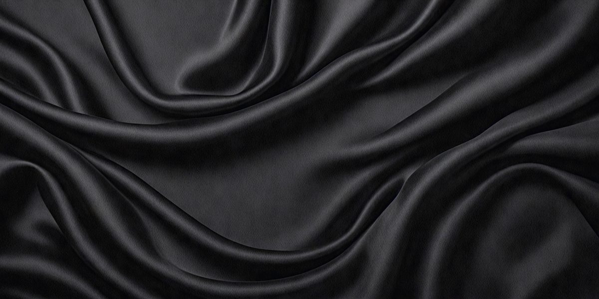 The primary subject of the image is a black fabric, which appears to be a piece of clothing or a curtain. The setting is a dark room, and the visual style is a close-up of the fabric. The colors and mood of the image are predominantly dark and moody, with the black fabric being the main focus.