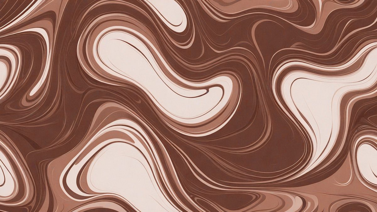 The primary subject of the image is a brown and white patterned wallpaper. The setting is a room with a brown and white wallpapered wall. The visual style is a digital art or illustration, as the pattern appears to be a digital creation. The dominant colors are brown and white, creating a warm and earthy atmosphere.