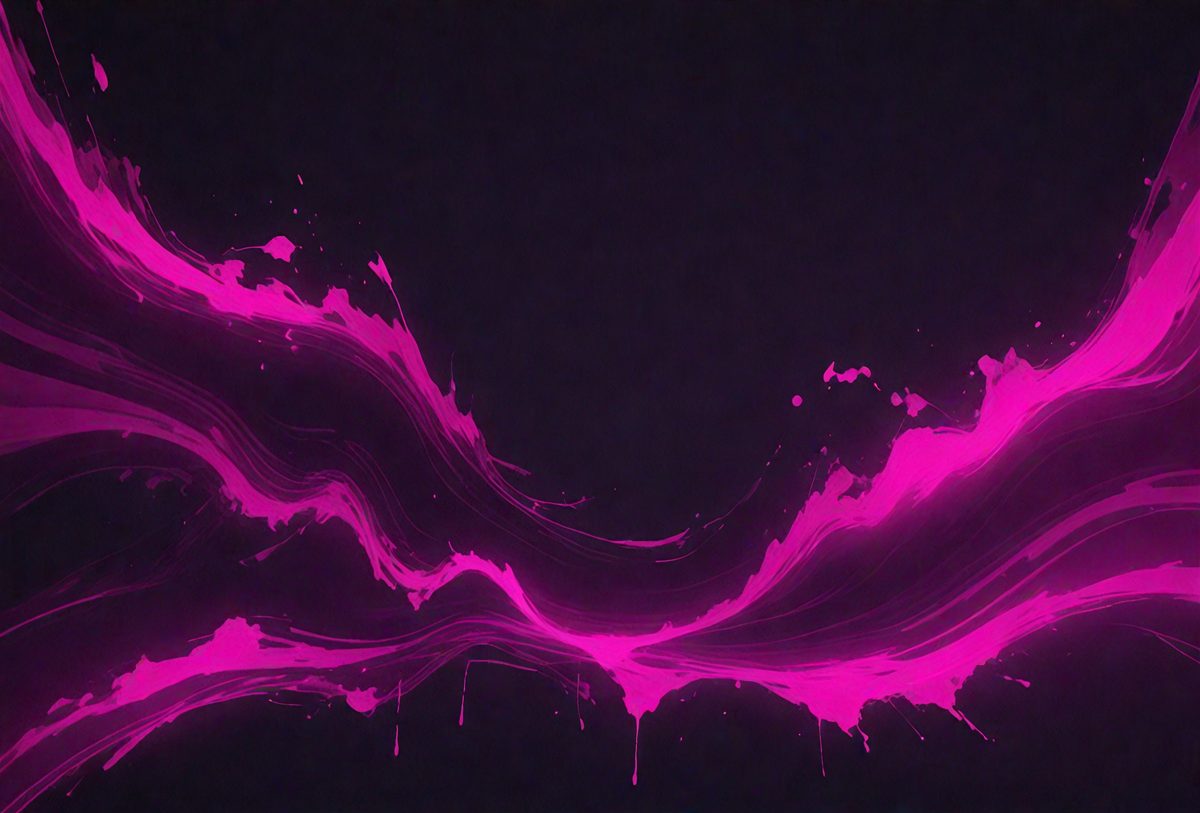 The primary subject of the image is a pink and purple splash of paint, which appears to be a digital art or illustration. The setting is a dark background, which contrasts with the vibrant colors of the paint splash. The visual style suggests that the image is a creative and artistic representation of the paint splash. The colors and mood of the image are predominantly pink and purple, giving it a lively and energetic atmosphere.