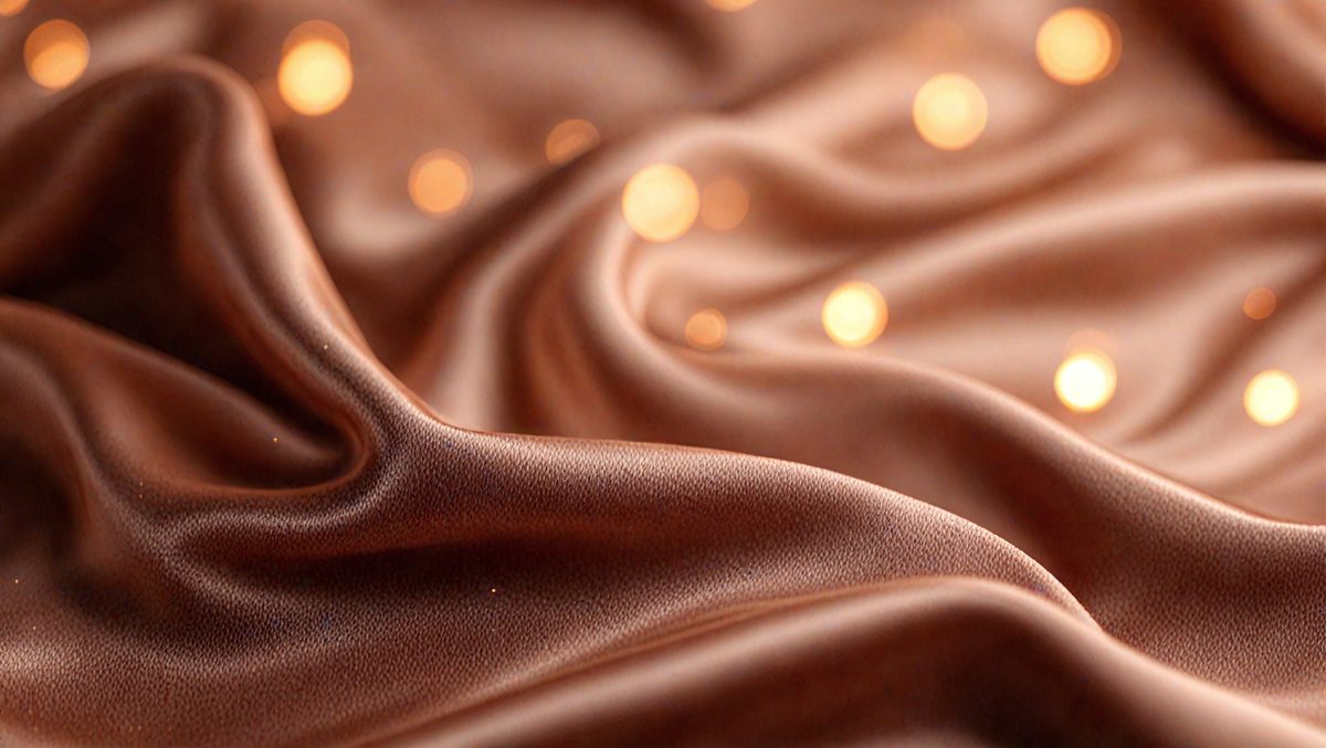 The primary subject of the image is a brown fabric with a pattern of lights on it. The setting is a close-up of the fabric, showcasing its texture and pattern. The visual style is a realistic representation of the fabric, with no indication of digital art or illustration. The colors and mood of the image are warm and inviting, with the brown fabric and the lights creating a cozy and comfortable atmosphere.