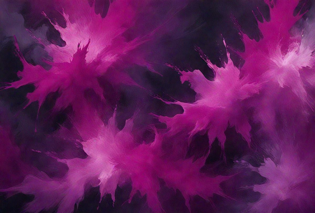 The primary subject of the image is a purple background with a pinkish hue. The setting appears to be a painting or a digital artwork, as the colors and mood are vibrant and visually appealing. The visual style is a mix of digital art and painting, creating a unique and artistic atmosphere.