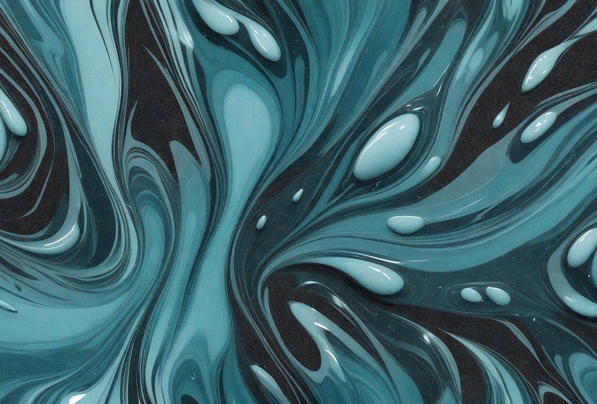 The primary subject of the image is a blue and white swirl pattern, which appears to be a digital art or illustration. The setting is a dark blue background, and the visual style is a combination of digital art and illustration. The dominant colors are blue and white, creating a calming and soothing atmosphere.