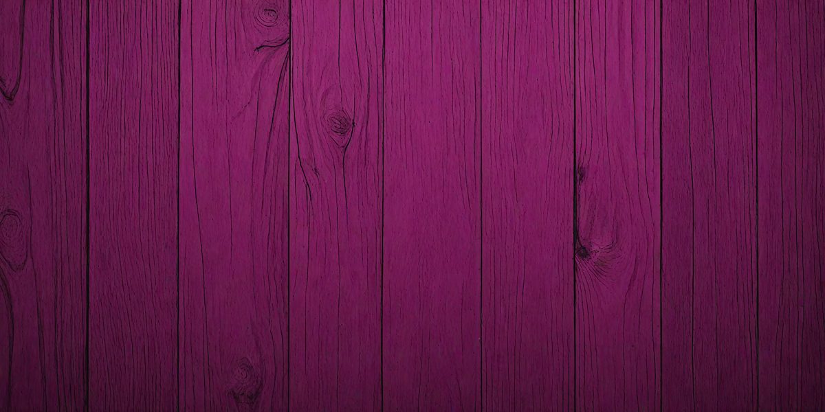 The primary subject of the image is a wooden wall with a purple color. The setting is a room with a wooden floor. The visual style is a close-up of the wooden wall, showcasing its texture and color. The dominant colors are purple and brown, creating a warm and cozy atmosphere.