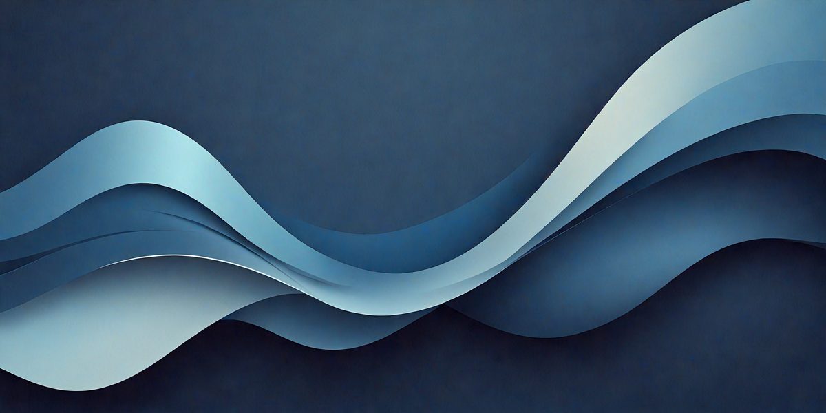 The primary subject of the image is a blue wave, which is the main focus of the scene. The setting is a dark blue background, creating a contrasting and dramatic effect. The visual style is a digital art or illustration, as the wave is depicted in a detailed and artistic manner. The dominant colors are blue and black, giving the image a calm and serene atmosphere.