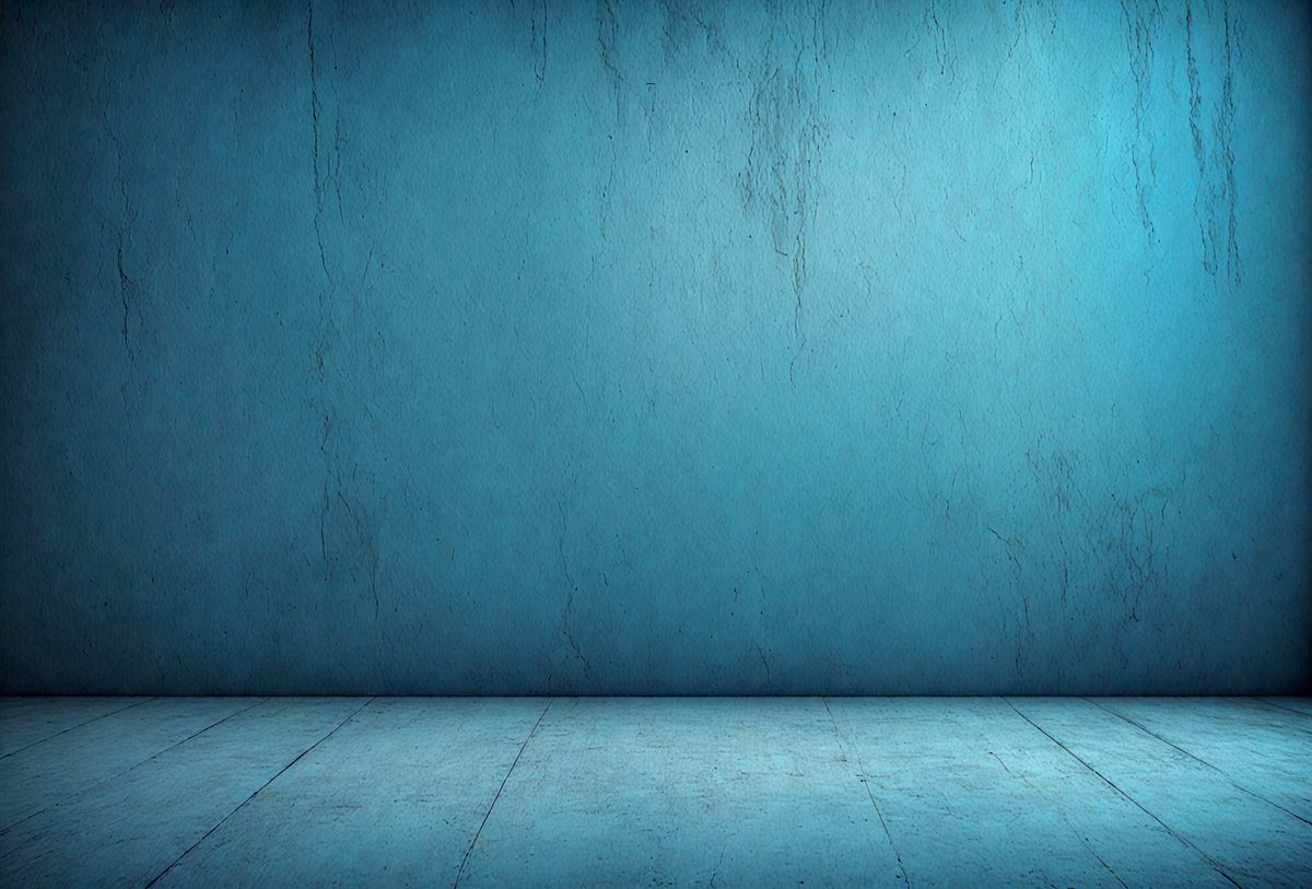 The primary subject of the image is a blue wall with a marble texture. The setting is a room with a blue wall, and the visual style is a photo. The dominant colors are blue and white, creating a calm and serene atmosphere.