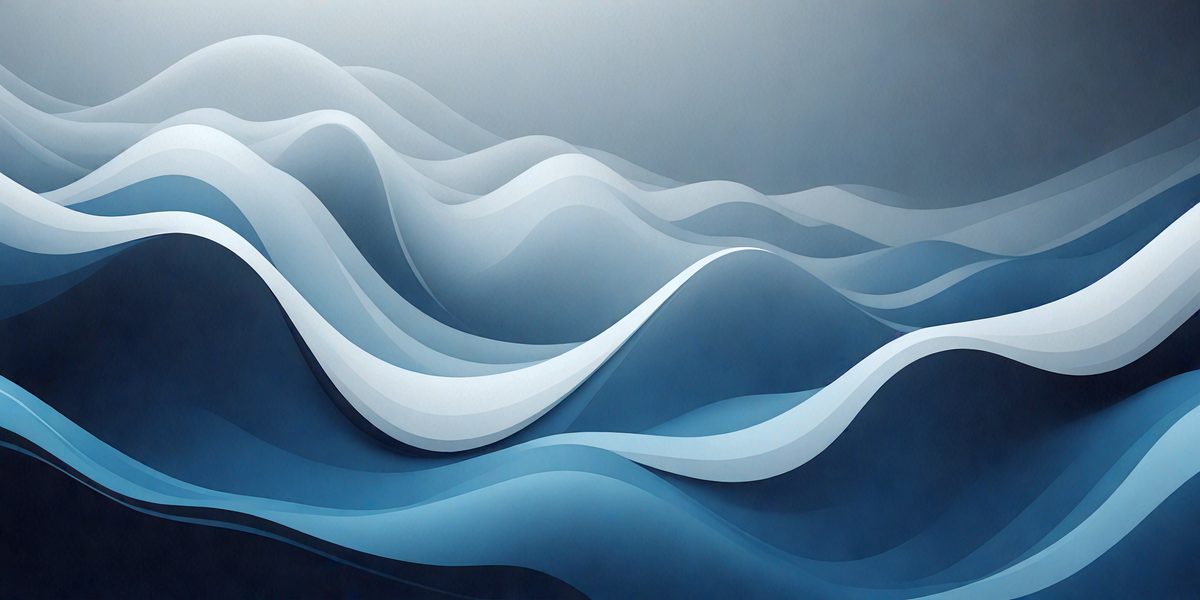 The primary subject of the image is a large, blue wave with white foam. The wave is the main focus of the image, and it is set against a dark blue background. The visual style of the image is a combination of digital art and illustration, creating a dynamic and engaging scene. The dominant colors in the image are blue and white, with the blue wave and white foam creating a sense of depth and movement.