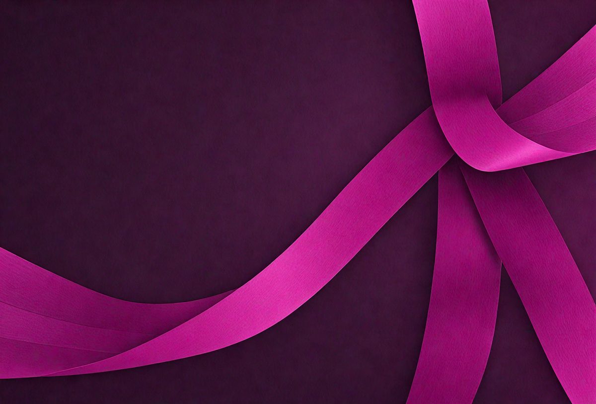 The primary subject of the image is a pink ribbon. The ribbon is wrapped around a package, creating a visually appealing and festive appearance. The setting is a dark background, which contrasts with the bright pink color of the ribbon. The visual style of the image is a close-up of the ribbon, emphasizing its texture and details. The colors and mood of the image are predominantly pink, creating a warm and celebratory atmosphere.