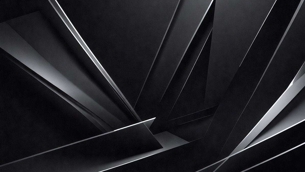 The primary subject of the image is a close-up of a metal surface, possibly a piece of art or a sculpture. The setting is a dark room, which adds a dramatic and mysterious atmosphere to the scene. The visual style appears to be a combination of digital art and illustration, as the metal surface is depicted with a detailed and intricate design. The colors in the image are predominantly black and silver, creating a sense of depth and contrast.
