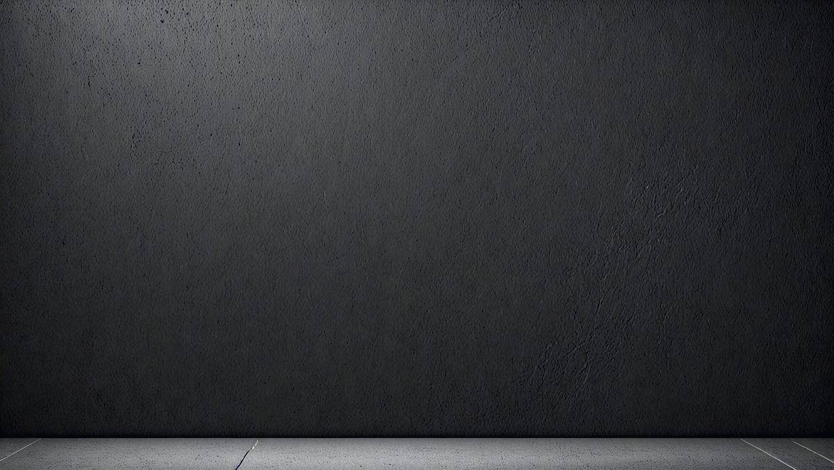 The primary subject of the image is a black wall. The setting is a concrete surface, and the visual style is a photo. The black wall and concrete surface create a dark and moody atmosphere.