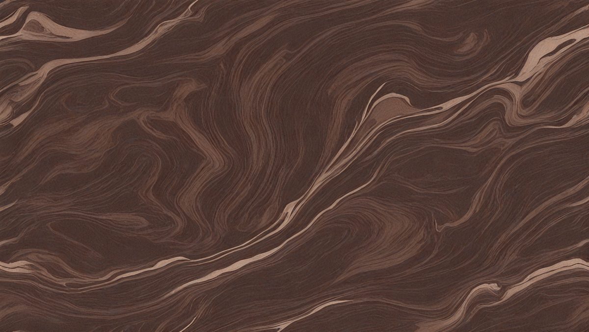 The primary subject of the image is a brown and white marbled pattern, which is the main focus of the image. The setting is a wooden surface, possibly a table or a countertop, with the marbled pattern as the background. The visual style of the image is a close-up of the marbled pattern, showcasing its intricate details. The colors in the image are predominantly brown and white, giving the scene a natural and earthy atmosphere.