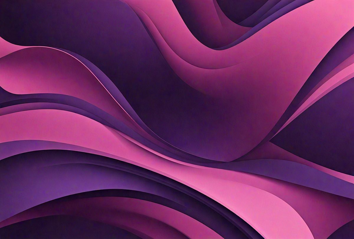 The primary subject of the image is a purple and pink abstract artwork. The setting is a dark background, which contrasts with the vibrant colors of the artwork. The visual style is a combination of digital art and illustration, creating a unique and eye-catching design. The dominant colors are purple and pink, which evoke a sense of calmness and creativity.