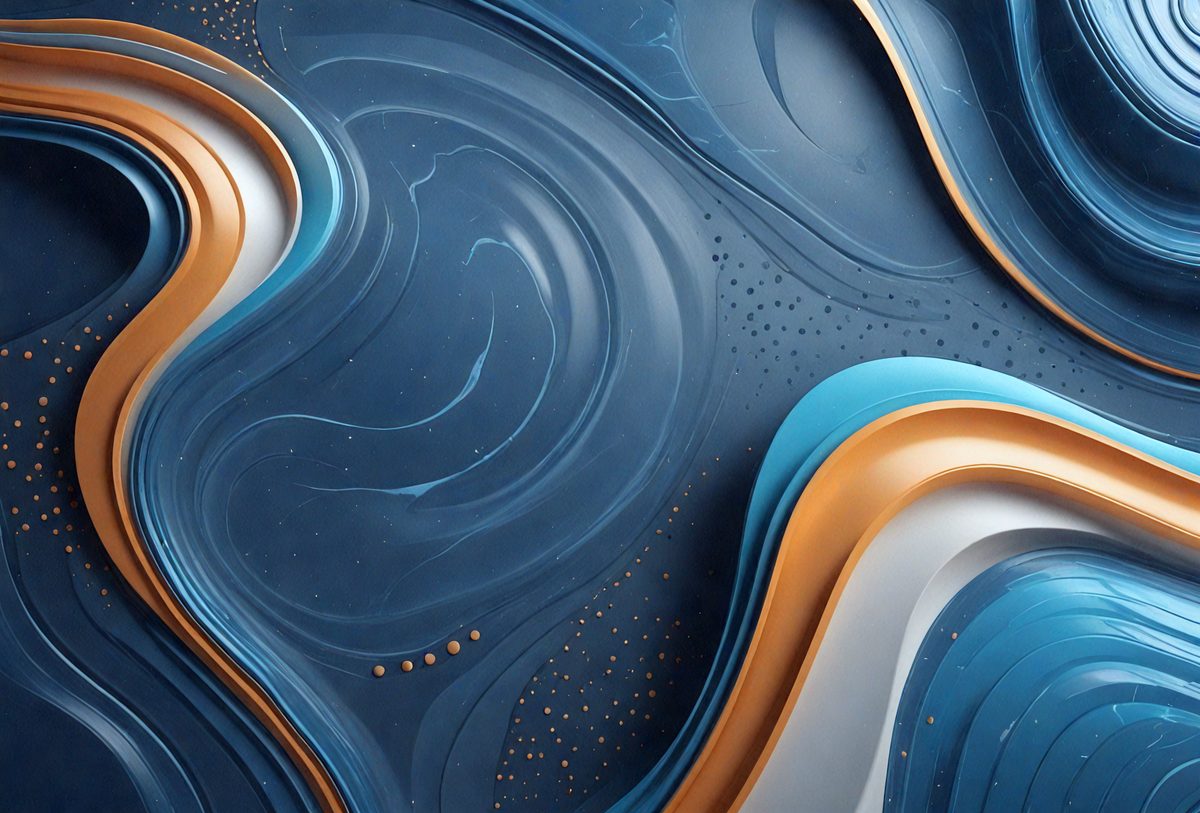 The primary subject of the image is a blue and orange swirling pattern, which appears to be a digital art or illustration. The setting is a blue and orange background, creating a vibrant and dynamic atmosphere. The visual style is a combination of digital art and illustration, with a focus on the swirling pattern. The colors and mood of the image are energetic and lively, with the blue and orange hues creating a sense of movement and excitement.