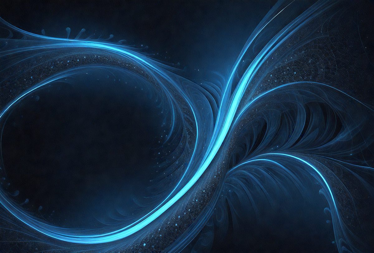The primary subject of the image is a blue spiral, which appears to be a digital art or illustration. The setting is a dark background, which contrasts with the blue spiral. The visual style is modern and futuristic, with the blue spiral being the main focus of the image. The colors and mood are predominantly blue, creating a sense of calmness and tranquility.