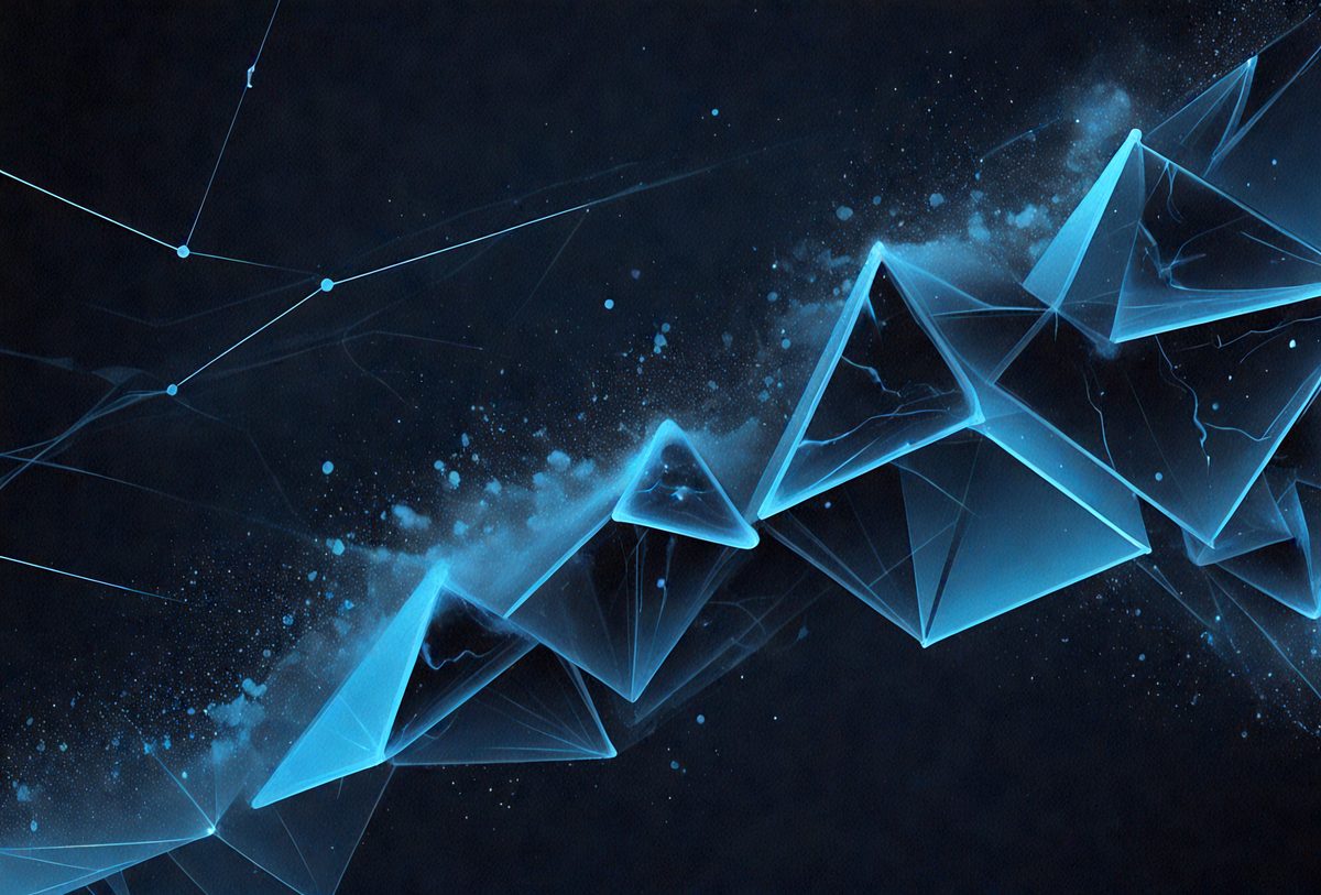 The primary subject of the image is a blue geometric pattern, which appears to be a digital art or illustration. The setting is a dark background, which contrasts with the blue pattern. The visual style is modern and abstract, with the blue pattern being the main focus of the image. The colors and mood of the image are predominantly blue, creating a calm and serene atmosphere.