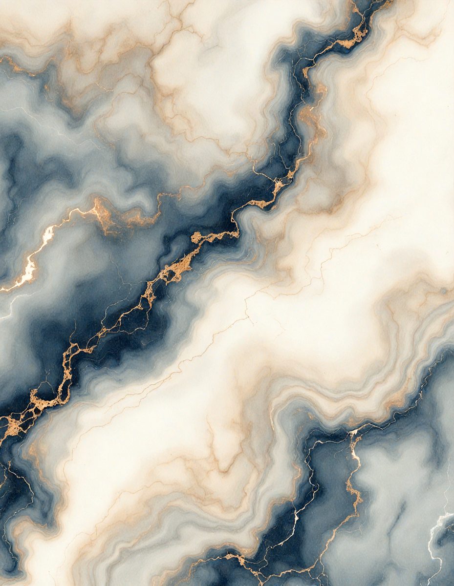 The primary subject of the image is a blue and white marbled wall. The setting is a room with a blue and white marbled wall as the main focus. The visual style is a close-up of the marbled wall, showcasing its intricate patterns. The colors and mood of the image are predominantly blue and white, creating a calm and elegant atmosphere.