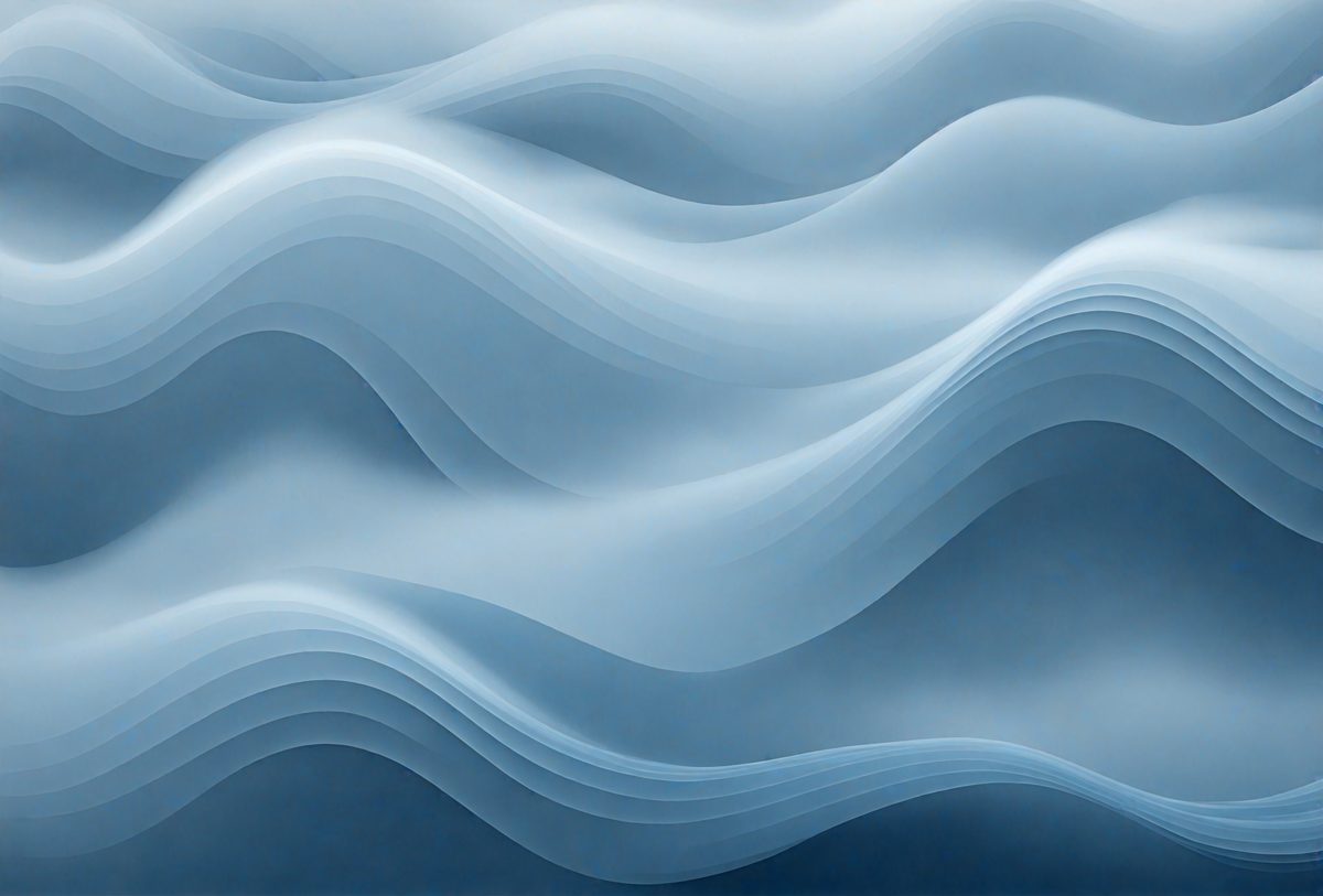 The primary subject of the image is a blue and white ocean wave. The setting is the ocean, with the wave being the main focus of the image. The visual style is a digital art or illustration, as the wave is depicted in a detailed and artistic manner. The dominant colors are blue and white, creating a serene and calming atmosphere.