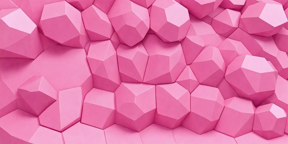 The primary subject of the image is a large pink surface with a pattern of small pink cubes. The setting is a pink background, and the visual style appears to be a combination of a photo and digital art. The dominant colors are pink, and the overall atmosphere is bright and cheerful.